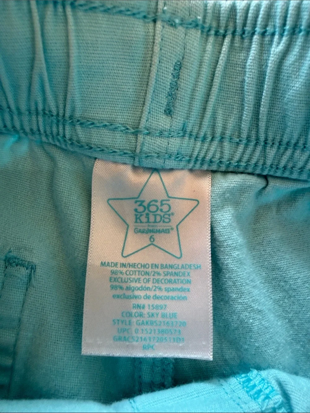 Toddler Soft Elastic-Waist Light Aqua Cargo Shorts